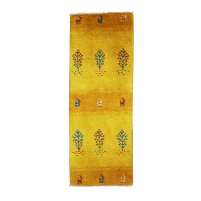 ペルシャ絨毯<br>シラーズ産ギャッベ<br>毛100％　45×120cm<br>商品番号 90567