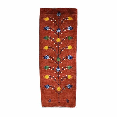 ペルシャ絨毯<br>シラーズ産ギャッベ<br>毛100％　45×118cm<br>商品番号 90571