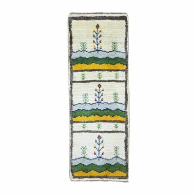 ペルシャ絨毯<br>シラーズ産ギャッベ<br>毛100％　41×112cm<br>商品番号 90581