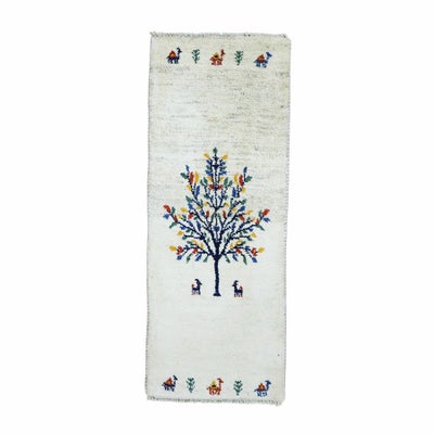 ペルシャ絨毯<br>シラーズ産ギャッベ<br>毛100％　44×114cm<br>商品番号 90584