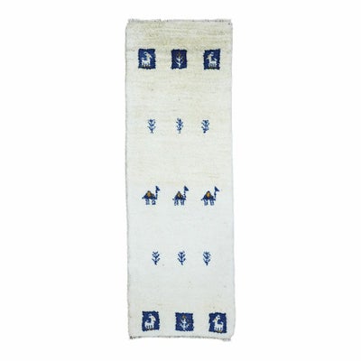 ペルシャ絨毯<br>シラーズ産ギャッベ<br>毛100％　40×113cm<br>商品番号 90585