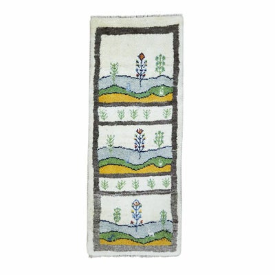 ペルシャ絨毯<br>シラーズ産ギャッベ<br>毛100％　47×116cm<br>商品番号 90586