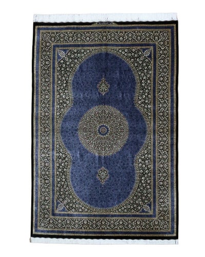 ペルシャ絨毯 クム産 <br>アミーラン工房<br>絹100% 140×203cm<br>商品番号84959