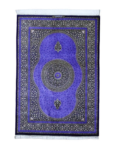 ペルシャ絨毯 クム産 <br>アミーラン工房<br>絹100% 138×200cm<br>商品番号85000