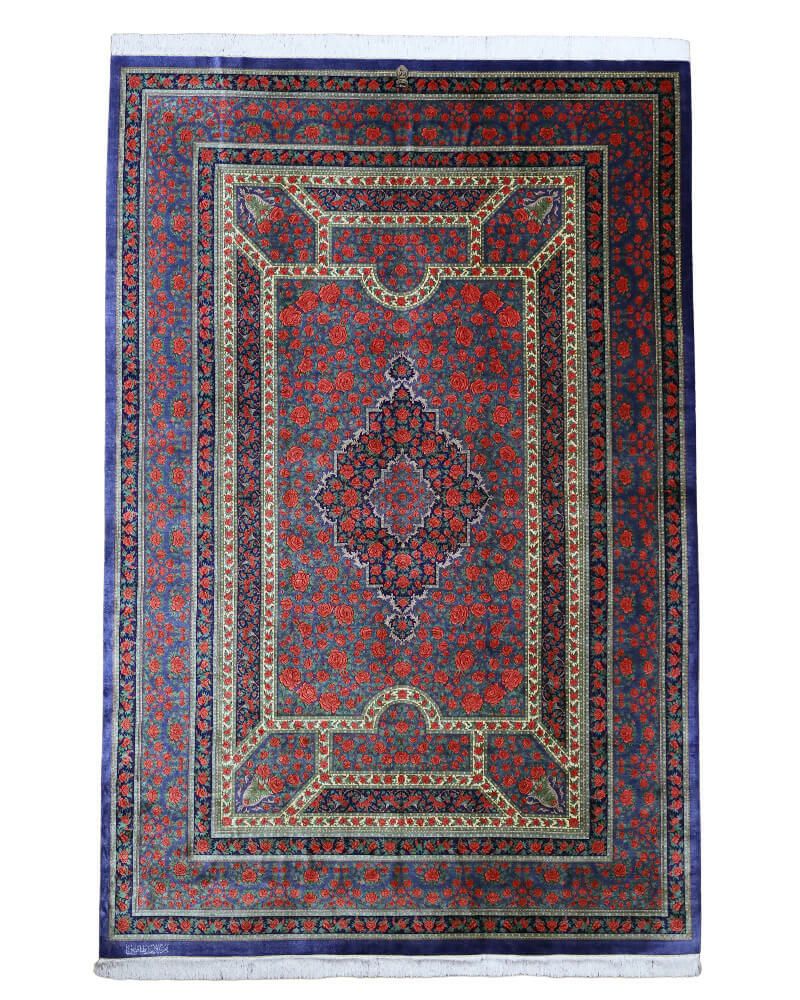 ペルシャ絨毯 クム産タバタバイ工房絹100% 195×300cm商品番号89426