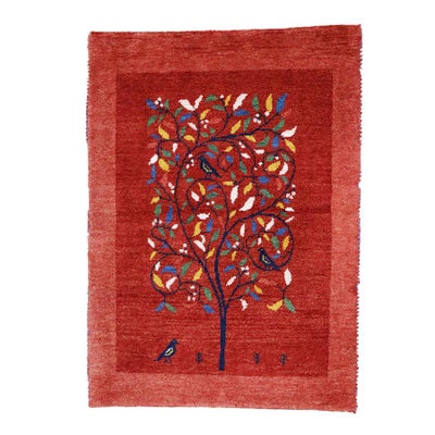 ペルシャ絨毯<br>シラーズ産ギャッベ<br>ファインカシュクリ<br>毛100％　66×91cm<br>商品番号90656