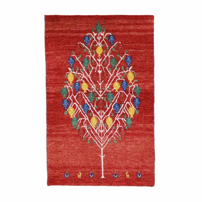 ペルシャ絨毯<br>シラーズ産ギャッベ<br>ファインカシュクリ<br>毛100％　58×91cm<br>商品番号90658