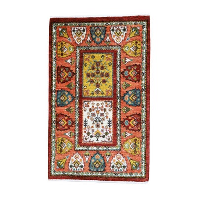 ペルシャ絨毯<br>シラーズ産ギャッベ<br>ファインカシュクリ<br>毛100％　57×93cm<br>商品番号90660