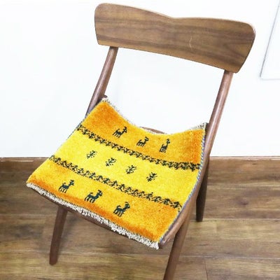 ギャッベ　シラーズ産　<br>43×37cm　イエロー　<br>No.90427