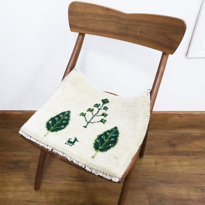 ペルシャ絨毯 ギャッベ　<br>座布団　44×37cm　<br>No.90441　アイボリー
