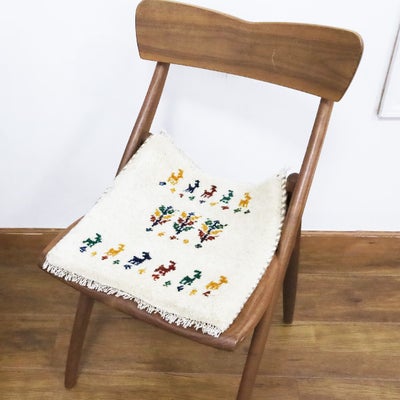 ペルシャ絨毯　手織り<br>ギャッベ<br>41×38cm<br>No.90439