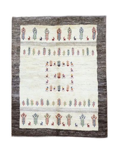ペルシャ絨毯<br>シラーズ産ギャッベ<br>毛100%　157×196cm<br>商品番号90758