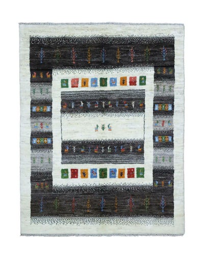 ペルシャ絨毯<br>シラーズ産ギャッベ<br>毛100%　158×198cm<br>商品番号90759
