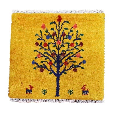 ペルシャ絨毯  手織り<br> ギャッベ  シラーズ産<br>毛100％　45×40cm<br>商品番号90455