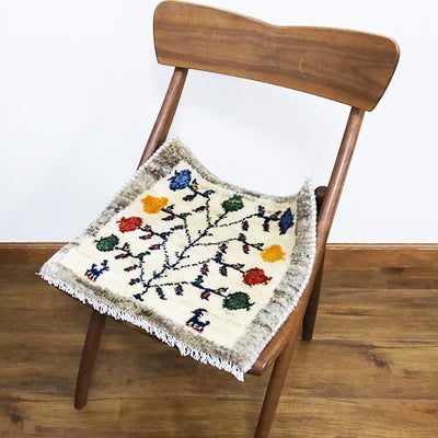 ペルシャ絨毯　手織り<br>ギャッベ<br>43×41cm<br>No.90461