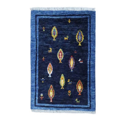 ペルシャ絨毯<br>シラーズ産ギャッベ<br>ファインカシュクリ<br>毛100％ 51×80cm<br>商品番号90776