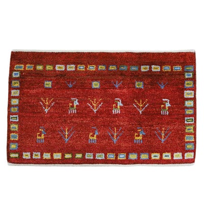 ペルシャ絨毯<br>シラーズ産ギャッベ<br>ファインカシュクリ<br>毛100％ 79×48cm<br>商品番号90777