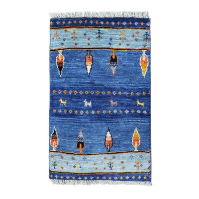 ペルシャ絨毯<br>シラーズ産ギャッベ<br>ファインカシュクリ<br>毛100％ 50×81cm<br>商品番号90779