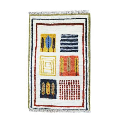 ペルシャ絨毯<br>シラーズ産ギャッベ<br>ファインカシュクリ<br>毛100％ 52×80cm<br>商品番号90782