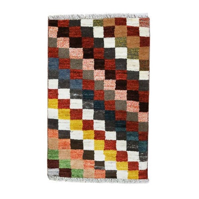 ペルシャ絨毯<br>シラーズ産ギャッベ<br>ファインカシュクリ<br>毛100％ 50×80cm<br>商品番号90783