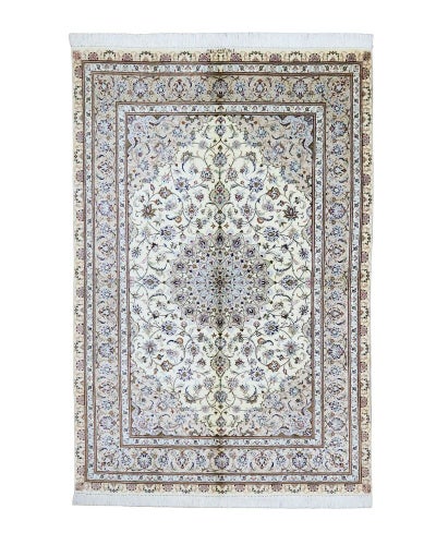 ペルシャ絨毯クム産<br>ファッラー工房<br>絹100% 126×192cm<br>商品番号90771