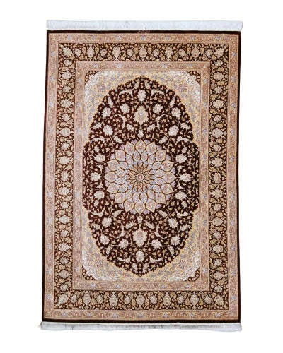 ペルシャ絨毯クム産<br>ファッラー工房<br>絹100% 132×198cm<br>商品番号90812