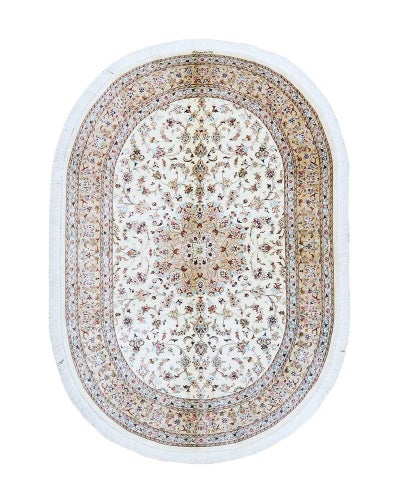 ペルシャ絨毯シルク<br>クム産モハンマディ工房<br>絹100% 133×194cm<br>商品番号90817