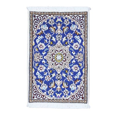 ペルシャ絨毯<br>ナイン産<br>毛＆絹 40×60cm<br>商品番号 90835