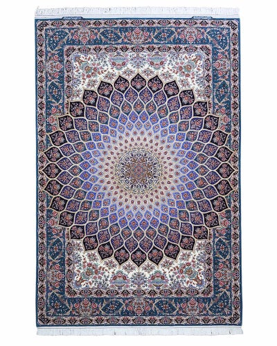 ペルシャ絨毯<br>イスファハン産<br>毛＆絹 208×313cm<br>商品番号90682