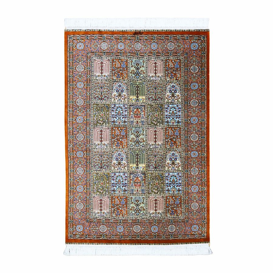ペルシャ絨毯 クム産アルシャディ工房絹100% 79×121cm商品番号90239