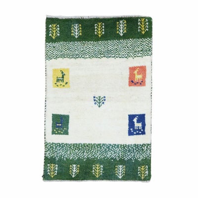 ペルシャ絨毯<br>シラーズ産ギャッベ<br>毛100％　49×75cm<br>商品番号90077