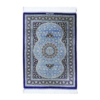 ペルシャ絨毯クム産<br>ムサヴィ工房<br>絹100％　59×83cm<br>商品番号90946