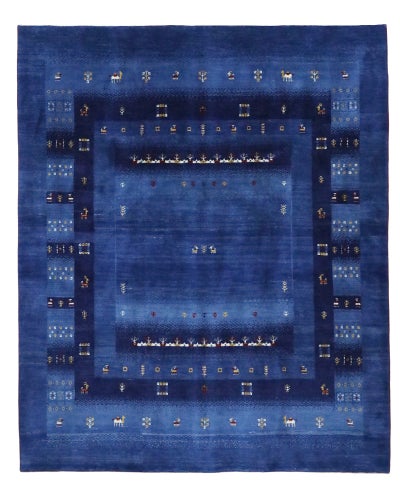 ペルシャ絨毯<br>シラーズ産ギャッベ<br>毛100％　204×247cm<br>商品番号90897
