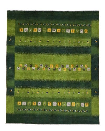 ペルシャ絨毯<br>シラーズ産ギャッベ<br>毛100％　199×243cm<br>商品番号90898