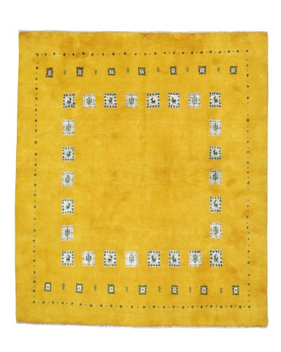 ペルシャ絨毯<br>シラーズ産ギャッベ<br>毛100％　203×239cm<br>商品番号90899