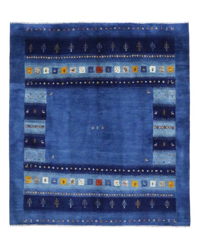 ペルシャ絨毯<br>シラーズ産ギャッベ<br>毛100％　207×236cm<br>商品番号90900