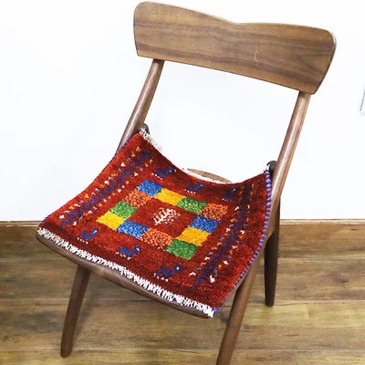 ギャッベ　シラーズ産　<br> 43×35cm　レッド　<br>No.91083