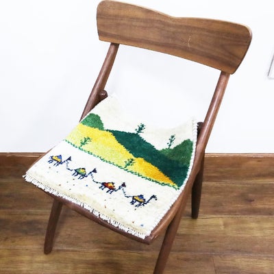 ギャッベ　シラーズ産　<br> 41×39cm　アイボリー　<br>No.91076