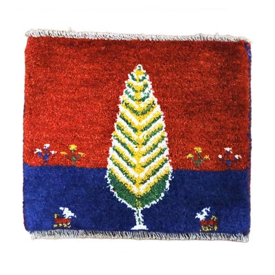 ペルシャ絨毯  手織り<br> ギャッベ  シラーズ産<br>毛100％　44×37cm<br>商品番号91082