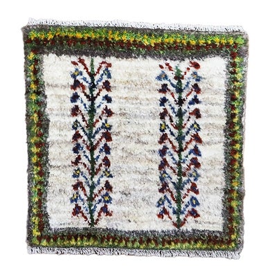 ペルシャ絨毯  手織り<br> ギャッベ  シラーズ産<br>毛100％　42×42cm<br>商品番号91075