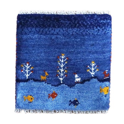 ペルシャ絨毯  手織り<br> ギャッベ  シラーズ産<br>毛100％　38×38cm<br>商品番号91070