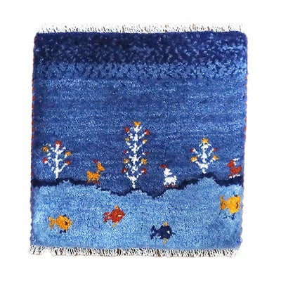 ペルシャ絨毯　手織り<br>ギャッベ<br>38×38cm<br>No.91070