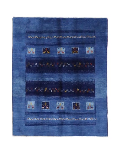 ペルシャ絨毯<br>シラーズ産ギャッベ<br>毛100% 145×187cm<br>商品番号90880