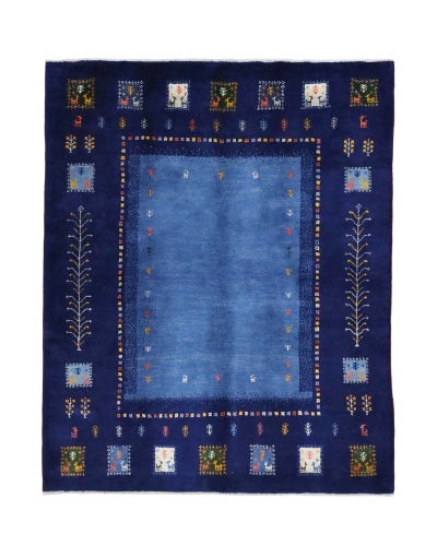 ペルシャ絨毯<br>シラーズ産ギャッベ<br>毛100% 154×193cm<br>商品番号90881