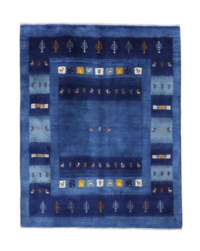 ペルシャ絨毯<br>シラーズ産ギャッベ<br>毛100% 146×188cm<br>商品番号90882