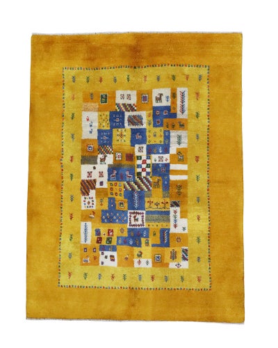 ペルシャ絨毯<br>シラーズ産ギャッベ<br>毛100% 148×198cm<br>商品番号90884