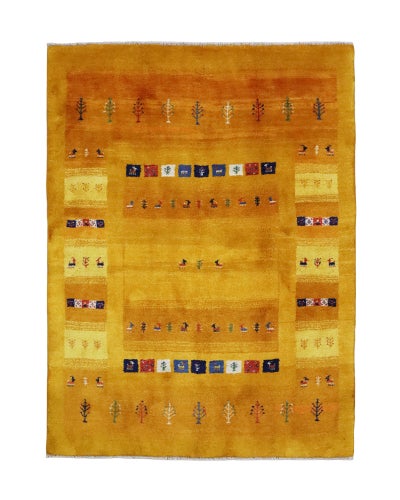 ペルシャ絨毯<br>シラーズ産ギャッベ<br>毛100% 145×197cm<br>商品番号90886