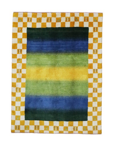 ペルシャ絨毯<br>シラーズ産ギャッベ<br>毛100% 144×192cm<br>商品番号90889