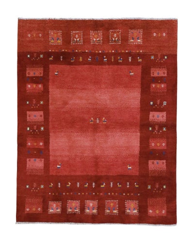 ペルシャ絨毯<br>シラーズ産ギャッベ<br>毛100% 155×194cm<br>商品番号91208