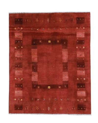 ペルシャ絨毯<br>シラーズ産ギャッベ<br>毛100% 154×190cm<br>商品番号91209